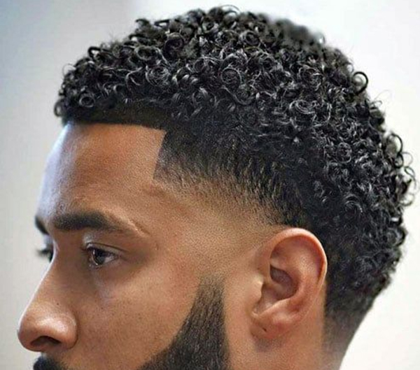 106. Curly Top with Fade for Men with Hair Loss Around the Temples