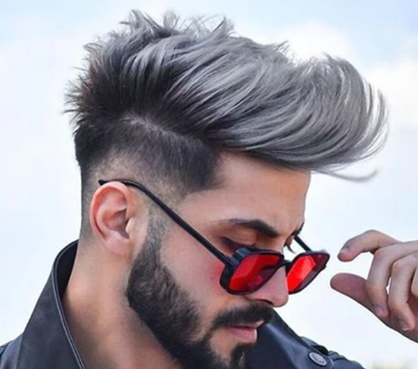 Silver Brush Highlights on Black Hair: Futuristic Sophistication